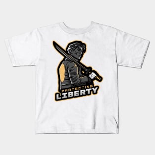 Protecting Liberty - Japanese Sword Kids T-Shirt